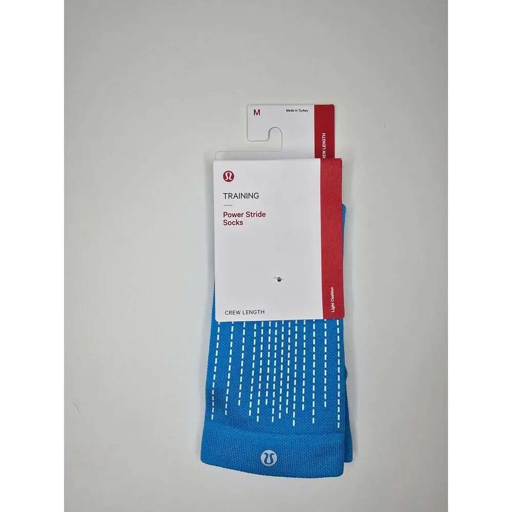 NWT Lululemon Power Stride Crew Socks Kayak Blue Size M Shoe Size 6.5 to 8.5